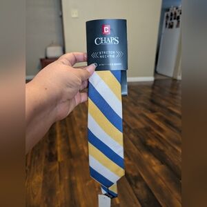 Chaps Men's Blue, Yellow, and White Striped Necktie